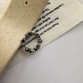 Minimalist S925 sterling silver beaded ring with Dalmatian Jasper stones and elastic design - Elastic Adjustable / 925 Sterling Silver / Dalmatian Jasper / Dalmatian Jasper Beaded Style (13JZ12) / Gray With Black Spots / Silver