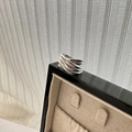 Minimalistischer S925 Sterlingsilber Ring mit geometrischen Lagen im Poliert-Finish - Einstellbar Offen / Breiter Stil (JZD022) / Silber