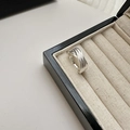 Minimalistischer S925 Sterling Silber Ring mit mehrlagig verschlungenem Design in Box - Einstellbar Offen / Schmaler Stil (JZD023) / Silber