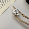 Anello aperto minimalista in argento sterling S925 multistrato con finitura opaca - Aperto Regolabile / Argento (JZB028)