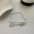 Minimalistisches S925 Sterlingsilber Armband mit Doppelketten und Ringen - 925er Silber / Silber