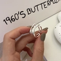 Minimalist S925 sterling silver double-layer open ring with liquid metal hollow design - Adjustable Open / Silver (JZB072)