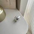Minimalistischer S925 Sterlingsilber Ring mit Doppel-Layer und matter Wellenstruktur - Einstellbar Offen / Silber (JZB029)