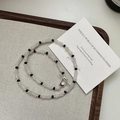 Elegante collana in argento sterling S925 con perle di bambù verdi e chiusura a levetta - Stile con Perline a Nodo di Bambù(20TL15) / Argento 925