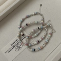 S925 Sterling Silber Armband mit bunten Macaron-Polymerperlen und Herz-Anhänger - Armband (11SL35) / 925er Silber