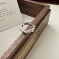 Minimalistische S925 zilveren croissant ring met verstelbaar open gevlochten design - Verstelbaar Open / Zilver (JZC060)