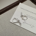 Orecchini minimalisti in argento sterling S925 con barra geometrica e cerchio rotondo - Argento 925 / Argento