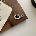 S925 silver wave pendant necklace with oval black agate on a rustic wood background - Pendant Only (Without Chain) / 925 Silver