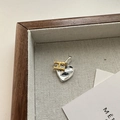 Pendente cuore in argento S925 con ciondolo lettera H dorata in stile bicolore - Ciondolo Solo (Senza Catena) (DZ039) / Argento 925