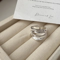 Minimalistischer doppellagiger S925 Sterling Silber Ring mit polierter Spiegeloberfläche - Einstellbar Offen / Silber