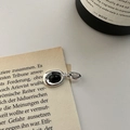 Collana elegante in argento S925 con ciondolo in onice nera su libro vintage - Ciondolo Ovale in Agata Nera (DZ010)