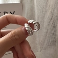 Handheld s925 sterling silver croissant hoop earrings with polished twisted texture - 925 Silver / Silver