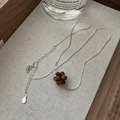 S925 sterling silver necklace with autumn fruit charm and brown glittering beads - 925 Silver / Brown
