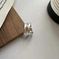 Minimalistischer S925 Silber Doppelwellenring mit strukturierter gebürsteter Oberfläche - Wellenstruktur Doppelschicht Ring (JZC018) / 925er Silber