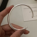 Minimalistischer S925 Sterling Silber Armreif mit mattierter gebürsteter Textur - 925er Silber / Silber