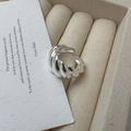 Polished S925 sterling silver croissant ring with minimalist twisted band and open design - Adjustable Open / Wide Croissant (JZD020) / Silver (Wide Version)