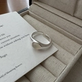 S925 sterling silver matte open ring with oval moonstone on a vintage card - Oval Moonstone (JZA017 White) / 925 Silver