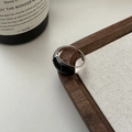 Minimalistischer S925 Sterlingsilber Ring mit schwarzer Emaille und polierter Oberfläche - Einstellbar Offen / JZA031 Schmale Version