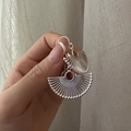 Elegante Fächer-Ohrhänger aus S925 Sterlingsilber mit Perlenrand für Damen im Trend - 925er Silber / Silber (EHY070)