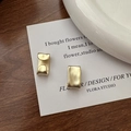 Pendientes clip de plata 925 dorada mate con textura de estilo minimalista - Estilo de Textura Mate con Pliegues (EHY085) / Plata 925 / Dorado