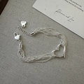 Elegante bracciale multifilo in argento sterling S925 con cuore e chiusura a moschettone - Argento 925 / Bracciale