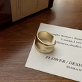 Minimalist matte gold S925 sterling silver ring with irregular wave design and open band - Adjustable Open / Gold