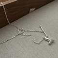 S925 Sterling Silber Herz Pulloverkette mit Vintage T-Knebelverschluss und Anhänger - 3D-Herz-Anhänger Knebelverschluss Halskette (TlLW003) / 925er Silber