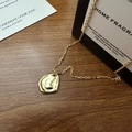 Collana minimalista in oro con pendente lava testurizzato su legno con scatola regalo - Argento 925 / Oro