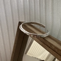 Minimalist S925 sterling silver open bangle with irregular hammered texture and double layers - 925 Silver / Bangle Style (SZO013)
