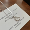 S925 sterling silver heart pendant necklace with hollow design on flat snake chain - Silver Style (DZ050)