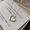 Collana con ciondolo a cuore in argento sterling S925, finitura lucida e incisione - Stile di Incisione del Cuore Irregolare (TLW006) / Argento 925