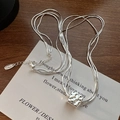Three-layer S925 silver necklace featuring a hammered square pendant on a snake chain - Hammered Cube Style (TLW026) / 925 Silver