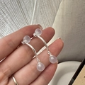 S925 Sterling Silber Ohrhänger mit lavendelfarbenen Achatperlen für Damen - 925er Silber / Weißer Achat Stil (EHZ152 Weiß)