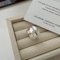 Minimalistischer S925 Silberring, breit und offen mit gehämmerter Wasserwellen-Textur - Unregelmäßige Textur Offener Ring (JZB027) / 925er Silber