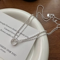 Collana a doppio strato in argento sterling S925 con ciondolo circolare martellato - Stile Cerchio a Doppio Strato (TLW011) / Argento 925
