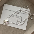 Collana in argento sterling S925 con pendente ovale e catena a scatola regolabile - Argento 925 / Argento (TLW020)