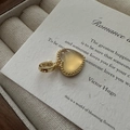 S925 sterling silver heart pendant with yellow gemstone and gold plated beaded frame - 925 Silver / Gold (DZ069)