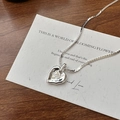 Collar minimalista de plata de ley S925 con colgante de corazón y cadena de serpiente - Plata 925 / Plata (DZ001)