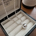 S925 sterling silver ball pendant necklace with oval bead chain in a premium black jewelry box - 925 Silver / Silver