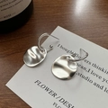 Pendientes de aro de plata S925 minimalistas con colgantes de textura arrugada única - Versión Espesada / Plateado