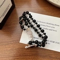Minimalist S925 silver bracelet with black onyx beads on elegant wood background - 925 Silver / 12SL15 Bracelet