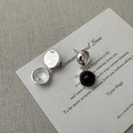 Vintage S925 sterling zilveren oorknopjes met zwarte agaat en gehamerde textuur - 925 zilver / Zwart (EHZ138)
