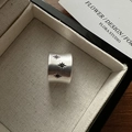 Breiter 925 Sterling Silber Ring mattiert mit Sternen und Zirkonia in Schmuckbox - Einstellbar Offen / Mattes Silber Sternschliff Stil (JZB100)