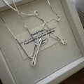 Minimalist S925 sterling silver bar pendant necklace with box chain in a jewelry box - 925 Silver / Silver Minimalist Long Bar Necklace (TLW061)
