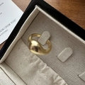 Minimalist S925 sterling silver ring with matte gold finish on elegant jewelry box - Adjustable Open / Gold