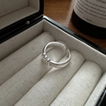 S925 Sterlingsilber minimalistischer offener Ring in einer schwarzen Schmuckschatulle - Einstellbar Offen / Silber