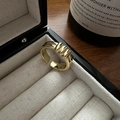 Eleganter minimalistischer S925 Silber verstellbarer Goldring mit dreifach geripptem Design - Einstellbar Offen / Gold