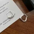 Pendientes de aro cuadrados geométricos de plata de ley S925 con acabado de espejo - Estilo Geométrico en U (EH038) / Plateado