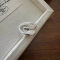 Minimalistischer S925 Sterlingsilber Ring mit strukturierter Lava-Optik und Kreuz-Design - Einstellbar Offen / Heller silberner Kreuzspiralstil (JZB118)