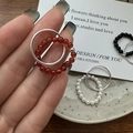 S925 sterling silver beaded rings set with red, white pearls, and black beads for women - US 10 / Red (23JZ23)